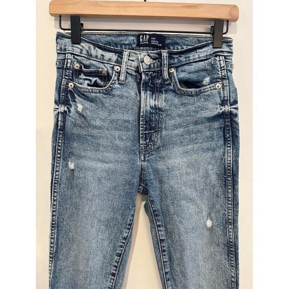 GAP High Rise Vintage Slim Jeans Acid Wash Distressed Blue Women's‎ Size 25 - Picture 2 of 8
